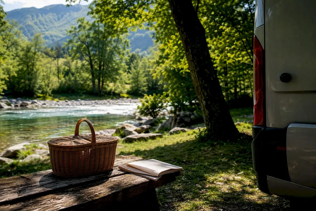 Kamp-prikolica na mirnem slovenskemu kampu