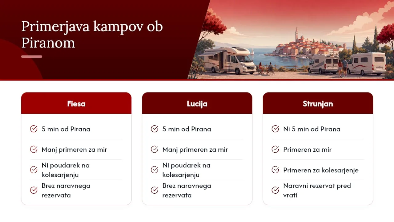 Primerjava treh kampov na slovenski obali