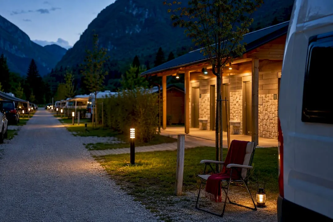 Organized campsite pitch in the Soča Valley