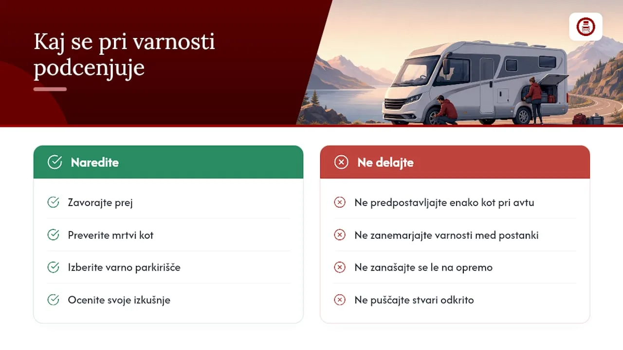 What motorhome safety issues are most often underestimated — overview diagram