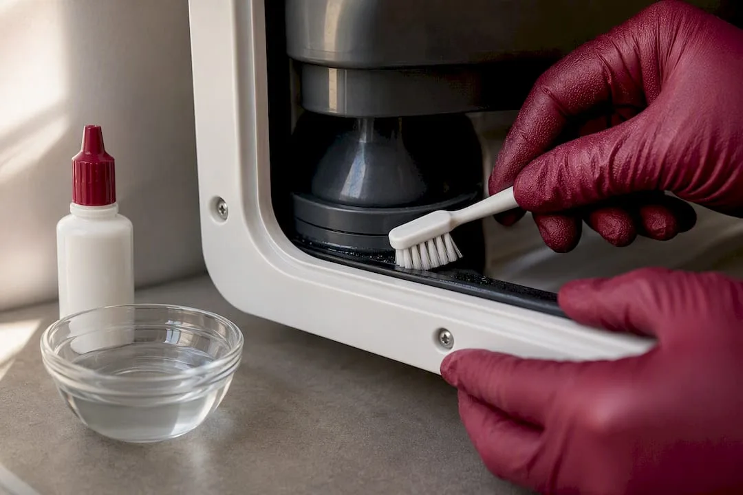 Cleaning the cassette toilet valve seal