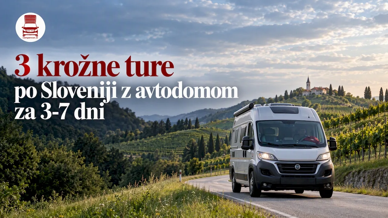 Avtodom na vijugasti cesti med slovenskimi griči