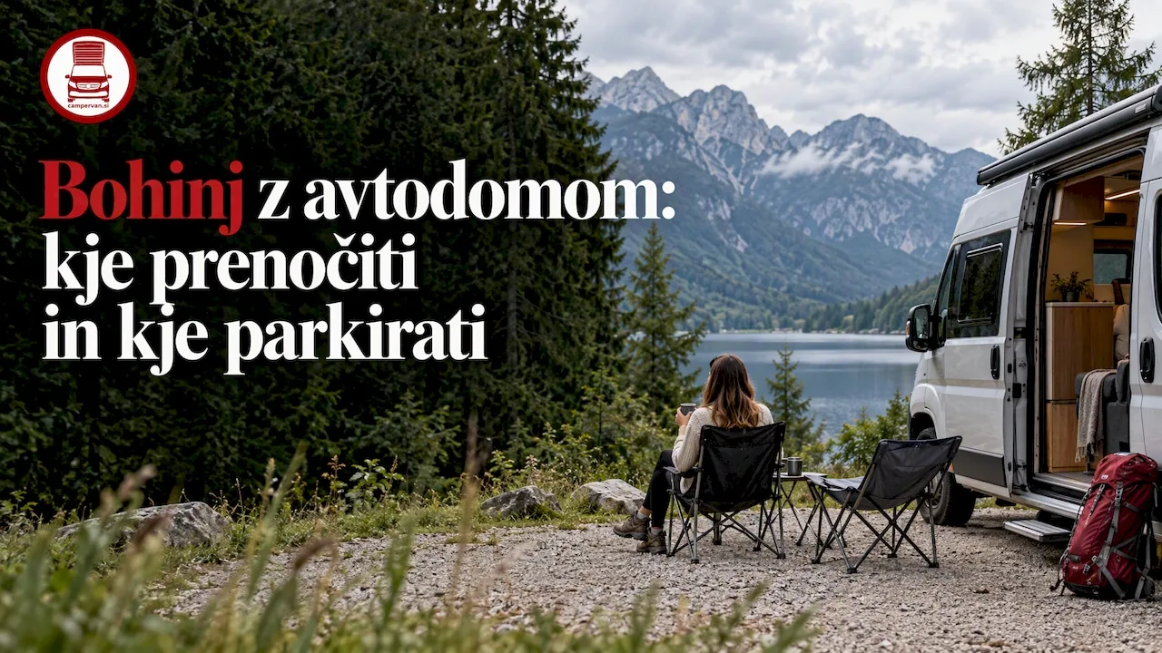 Avtodom parkiran ob Bohinjskih Alpah