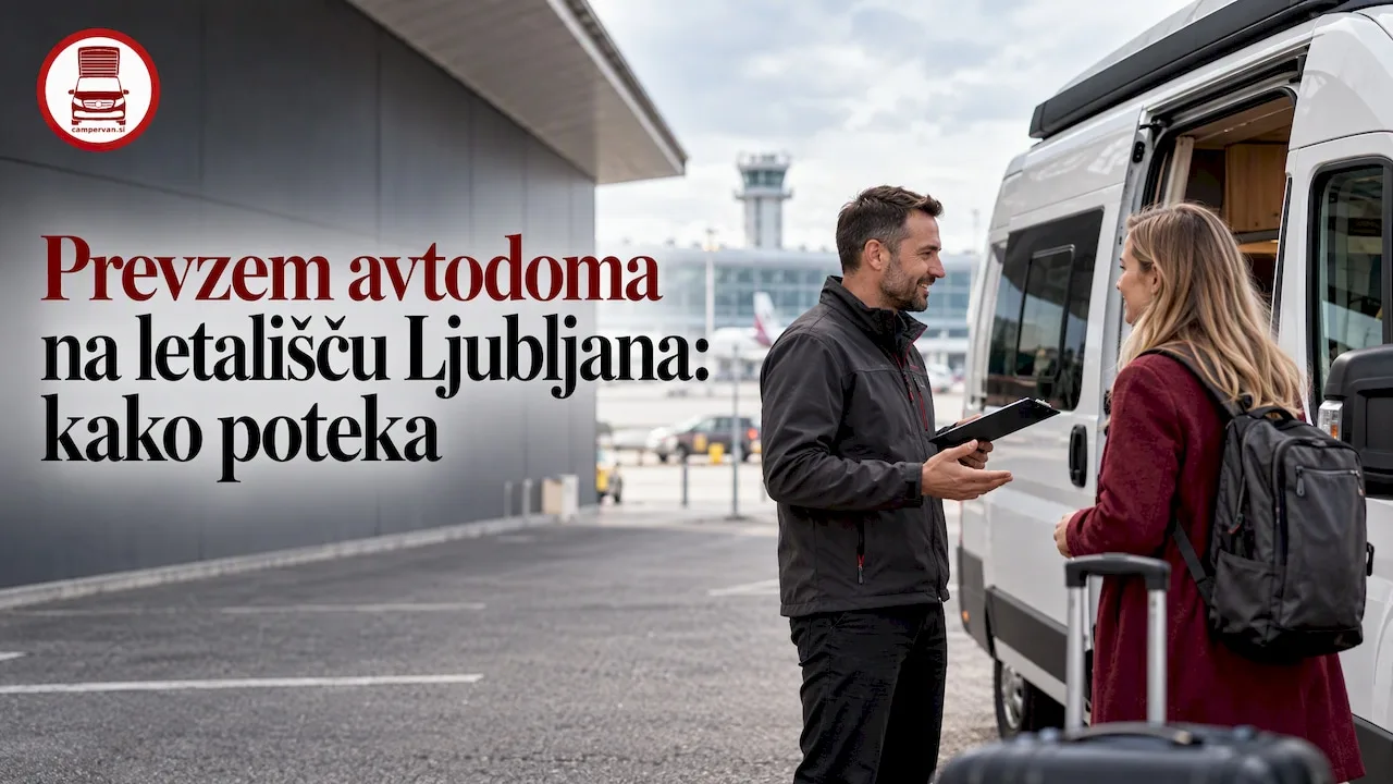 Osebni prevzem avtodoma pri letališkem terminalu