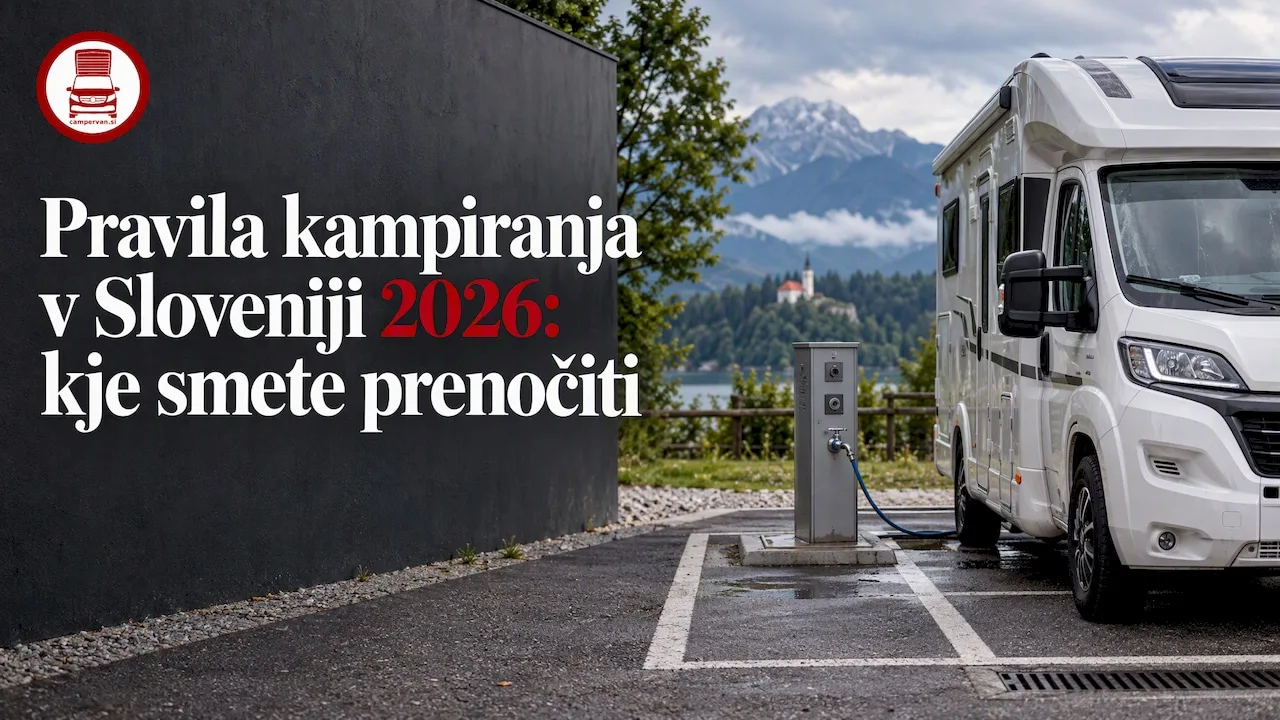 Avtodom parkiran na urejenem počivališču za prenočevanje