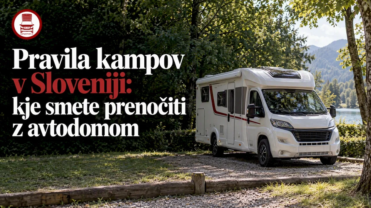 Avtodom parkiran na označenem mestu v slovenskem kampu